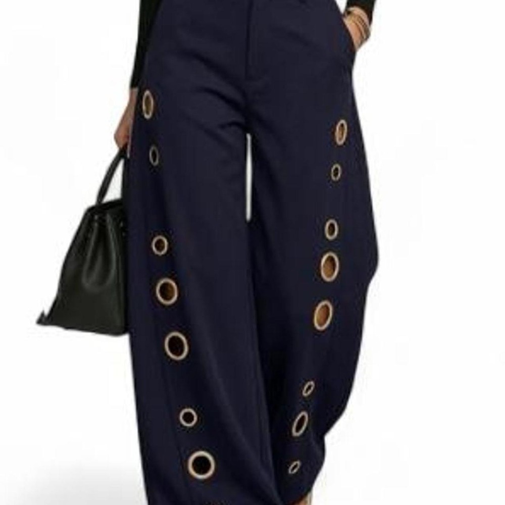 UOOZEE Women's High Waisted Wide Leg Buttoned Hollow Pocket Jeans